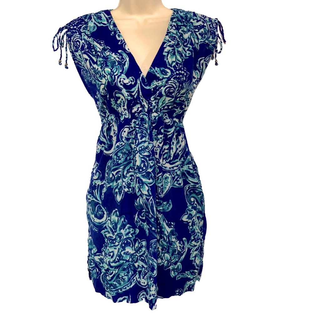 Lauren Ralph Lauren Blue Paisley Swirl Lightweight Swim Cover Mini‎ Dress Small